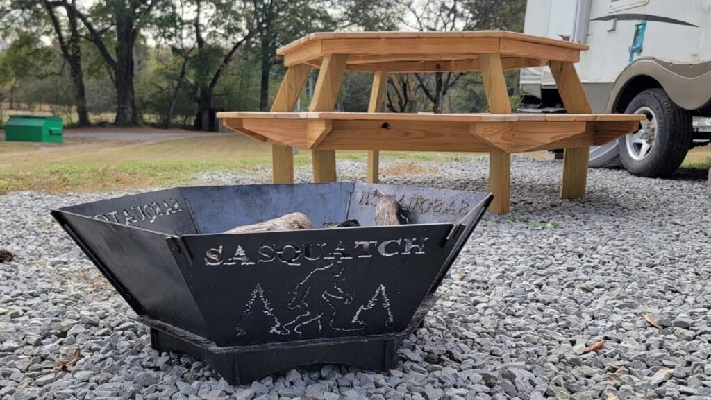 Sasquatch fire pit and picnic table